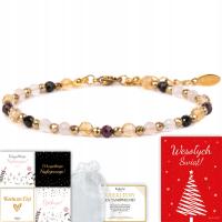 BRANSOLETKA TURMALIN CYTRYN KWARC KRYSZTAŁ NA SZCZĘŚCIE KAMIEŃ NATURALNY