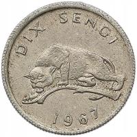 KONGO 10 SENGI 1967 ZWIERZĘTA LAMPART