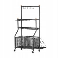 Organizer na sprzęt sportowy do garażu, oszczędzający miejsce, ze stali węglowej, z koszykiem i