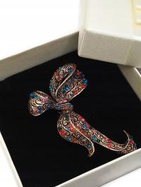 - %БРОШЬ КУЛОН ЗОЛОТОЙ БАНТ ЛЕНТА ЦВЕТНАЯ ПОДАРОЧНАЯ КОРОБКА