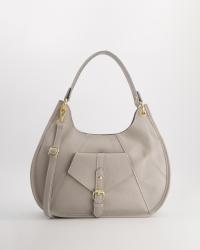 VENEZIA TOREBKA DAMSKA Z KLAMRĄ ZE SKÓRY NATURALNEJ W KOLORZE SZARYM