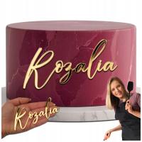 TOPPER na tort URODZINY DOWOLNE IMIĘ toper dekoracje ozdoby lustro złote