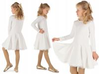 ŚWIĄTECZNA sukienka z koła, KORONKA, produkt polski - ŚMIETANKOWY