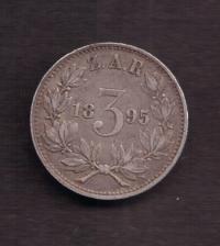 Transwal - Republika Południowoafrykańska - srebro - 3 Pens 1895 rok