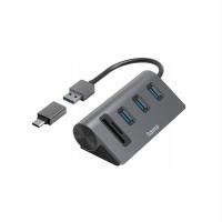 USB Hub/Card Reader, 5 Ports, 3x USB-A, SD, microS