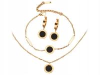 Złoty komplet biżuterii zestaw kolczyki naszyjnik bransoletka 3cz damski