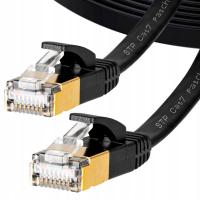 Kabel Ethernet 5m kabel sieciowy RJ45 SFTP Cat.7 płaski pozłacane wtyki LAN