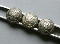 POLSKIE GUZIKI wz.1952 MAŁE Z PROSTYMI USZKAMI ZESTAW 3 SZT.