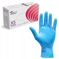RĘKAWICE RĘKAWICZKI NITRYLOWE MOCNE BEZPUDROWE VELO NITRILE BLUE XS 100SZT