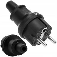 РЕЗИНОВЫЙ ШТЕКЕР 16A 230V IP44 ГЕРМЕТИЧНЫЙ МИНИ ДЛЯ КАБЕЛЯ UNI-SCHUKO ORNO