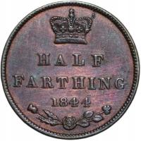 Wielka Brytania 1/2 farthinga 1844 Wiktoria