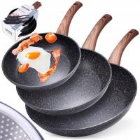 3X гранитная сковорода для жарки сковорода набор Vilde 20 24 28 см