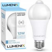 Żarówka LED E27 12W 1080lm z czujnikiem czujnik RUCHU i ZMIERZCHU PIR