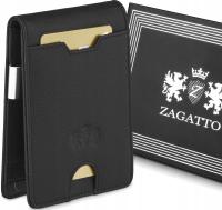 Мужской кожаный кошелек тонкий черный маленький элегантный прочный RFID ZAGATTO