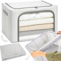 ORGANIZER POJEMNIK ZE STELAŻEM 66L SZARY DUŻY NA UBRANIA ZABAWKI POŚCIEL