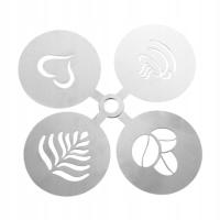 4 szt. szablonów do kawy DIY narzędzia artystyczne drobne formy do latte narzędzia kuchenne srebrne