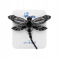 PINETS брошь стрекоза черный цвет с кубическим цирконием