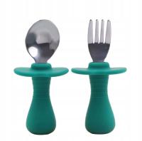 Sztućce metalowe- silikonowe dla dzieci, niemowląt, widelec, łyżeczka,łyżka