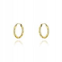 Złote 585 diamentowane koła klasyczne kolczyki kółeczka ze zdobieniem 14 kt