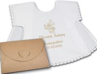 Крестильный халат белая вышивка имя дата, холст.   КОРОБОЧКА. Акантус