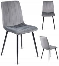 Серый мягкий стул для гостиной столовой кухни велюр лофт IBIS