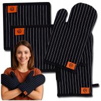 Rękawice Kuchenne Żaroodporne Komplet Ochronny Kuchenny Podkładka Prezent