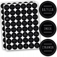 Naklejki NA PRZYPRAWY, SŁOIKI Czarne 152 sztuk