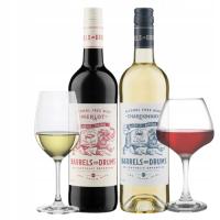 BARRELS&DRUMS CHARDONNAY+MERLOT wino bezalkoholowe białe czerwone wytrawne
