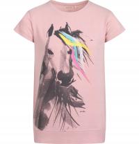Туника блузка для девочек хлопок розовый с лошадью Эндо