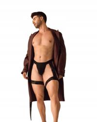 МУЖСКИЕ ЧЕРНЫЕ КРУЖЕВНЫЕ СТРИНГИ С ПОДВЯЗКАМИ