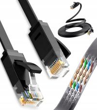 kabel RJ45 ethernet internetowy 10m do światłowodu modemu routera płaski
