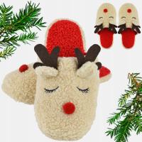 Kapcie Świąteczne Damskie Renifery Miękkie Śmieszne Prezent Noviti 36/37