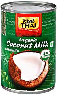Кокосовое молоко Organic BIO (85% экстракт кокоса) в банке 400ml Real Thai