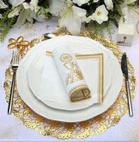Serwetki Komunijne białe złote I Dekoracja stołu na KOMUNIA 20szt