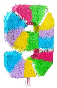 Piniata cyfra 9 pastelowa 50x35x7.5cm