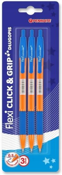 Długopis Flexi Clic&Grip 0,5mm 3 szt PENMATE