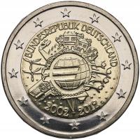 Niemcy, 2 euro 2012 G, 10 Lat Monety Euro, Kapsel