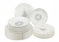 18-częściowy zestaw talerzy świątecznych Srebrna Kolęda, srebrny/złoty