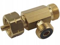 Trójnik do butli gazowej Gomet mosiężny 2x W 21,8/14 L / 1x W 21,8 L