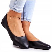 SKÓRZANE KLASYCZNE BALERINY WSUWANE CZARNE