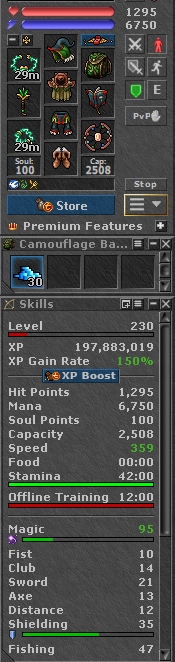TIBIA 230 ED + 95 MLVL + CHARM + 300K + MONZA + EQ + FREE RK