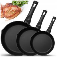 ZESTAW PATELNI NA INDUKCJĘ GAZ KOMPLET 3SZT Ø20/22/26 CM PATELNIA NON STICK