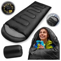 ŚPIWÓR TURYSTYCZNY MUMIA Z ZAMKIEM I KAPTUREM - CIEPŁY ULTRALEKKI PODRÓŻNY