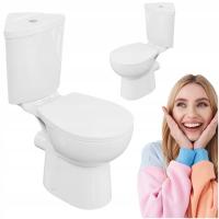 KOMPAKT WC STOJĄCY POZIOMY NAROŻNY BIAŁY DESKA WOLNOOPADAJĄCA