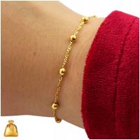 ZŁOTA BRANSOLETKA DAMSKA Z KULECZKAMI SREBRO 925 POZŁACANA REGULACJA 16+5cm