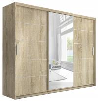 Большой Шкаф-Купе 245 см с зеркалом и выдвижными ящиками