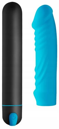 XR Brands BANG XL Bullet silikonowy zestaw z nakładką teksturowaną