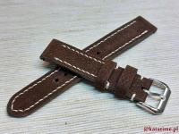 Pasek do męskiego do damskiego zegarka brązowy 24 mm szyty ręcznie skóra