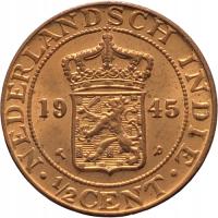 33630. Holenderskie Indie Wschodnie, 1/2 centa, 1945r.