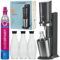 САТУРАТОР ДЛЯ ВОДЫ SODASTREAM CRYSTAL 3,0 TITAN КАРТРИДЖ 3 СТЕКЛЯННЫЕ ГРАФИНЫ